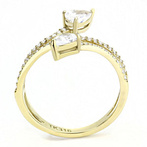 DA171 - IP Gold(Ion Plating) Stainless Steel Ring with AAA Grade CZ  in Clear