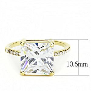 DA172 - IP Gold(Ion Plating) Stainless Steel Ring with AAA Grade CZ  in Clear