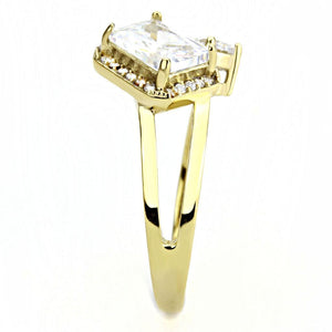 DA173 - IP Gold(Ion Plating) Stainless Steel Ring with AAA Grade CZ  in Clear