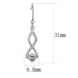 DA181 - High polished (no plating) Stainless Steel Earrings with AAA Grade CZ  in Clear