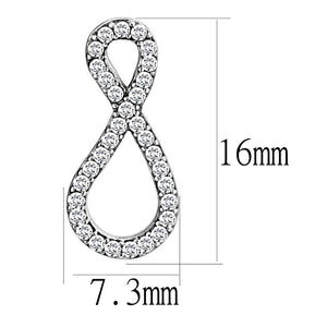 DA186 - High polished (no plating) Stainless Steel Earrings with AAA Grade CZ  in Clear