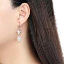 Load image into Gallery viewer, DA194 - High polished (no plating) Stainless Steel Earrings with AAA Grade CZ  in Clear