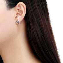 Load image into Gallery viewer, DA197 - High polished (no plating) Stainless Steel Earrings with AAA Grade CZ  in Clear