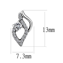 Load image into Gallery viewer, DA199 - High polished (no plating) Stainless Steel Earrings with AAA Grade CZ  in Clear
