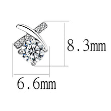 Load image into Gallery viewer, DA205 - High polished (no plating) Stainless Steel Earrings with AAA Grade CZ  in Clear