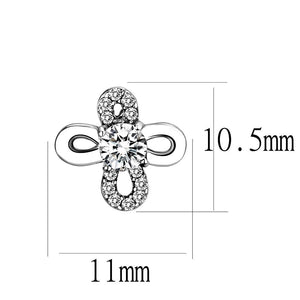 DA206 - High polished (no plating) Stainless Steel Earrings with AAA Grade CZ  in Clear