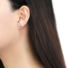 Load image into Gallery viewer, DA207 - High polished (no plating) Stainless Steel Earrings with AAA Grade CZ  in Clear