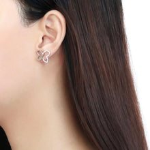 Load image into Gallery viewer, DA209 - High polished (no plating) Stainless Steel Earrings with AAA Grade CZ  in Clear