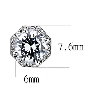 DA212 - High polished (no plating) Stainless Steel Earrings with AAA Grade CZ  in Clear