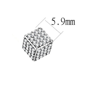 DA213 - High polished (no plating) Stainless Steel Earrings with AAA Grade CZ  in Clear