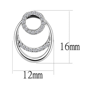 DA219 - High polished (no plating) Stainless Steel Earrings with AAA Grade CZ  in Clear