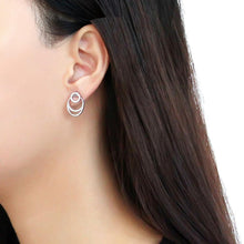 Load image into Gallery viewer, DA219 - High polished (no plating) Stainless Steel Earrings with AAA Grade CZ  in Clear