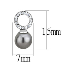 Load image into Gallery viewer, DA221 - High polished (no plating) Stainless Steel Earrings with Synthetic Pearl in Gray