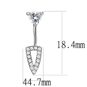 DA226 - High polished (no plating) Stainless Steel Earrings with AAA Grade CZ  in Clear
