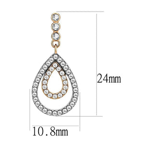 DA227 - Two-Tone IP Rose Gold Stainless Steel Earrings with AAA Grade CZ  in Clear