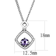 Load image into Gallery viewer, DA229 - High polished (no plating) Stainless Steel Chain Pendant with AAA Grade CZ  in Amethyst