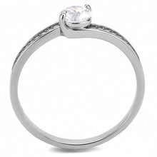 Load image into Gallery viewer, DA233 - High polished (no plating) Stainless Steel Ring with AAA Grade CZ  in Clear