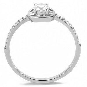 DA238 - High polished (no plating) Stainless Steel Ring with AAA Grade CZ  in Clear