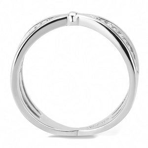 DA239 - High polished (no plating) Stainless Steel Ring with AAA Grade CZ  in Clear