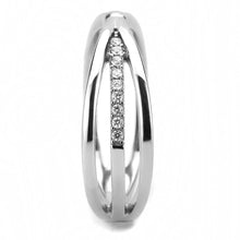 Load image into Gallery viewer, DA239 - High polished (no plating) Stainless Steel Ring with AAA Grade CZ  in Clear