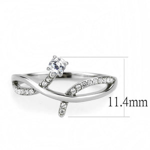 DA240 - High polished (no plating) Stainless Steel Ring with AAA Grade CZ  in Clear