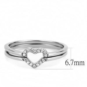 DA245 - High polished (no plating) Stainless Steel Ring with AAA Grade CZ  in Clear