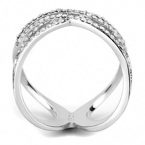 DA255 - High polished (no plating) Stainless Steel Ring with AAA Grade CZ  in Clear