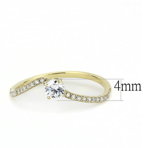 DA256 - IP Gold(Ion Plating) Stainless Steel Ring with AAA Grade CZ  in Clear
