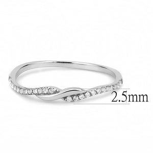 DA263 - High polished (no plating) Stainless Steel Ring with AAA Grade CZ  in Clear