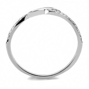DA263 - High polished (no plating) Stainless Steel Ring with AAA Grade CZ  in Clear