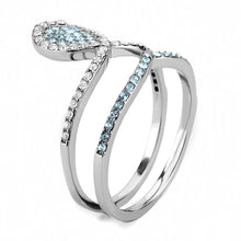 Load image into Gallery viewer, DA268 - High polished (no plating) Stainless Steel Ring with AAA Grade CZ  in Sea Blue