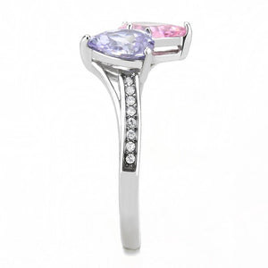DA270 - High polished (no plating) Stainless Steel Ring with AAA Grade CZ  in Multi Color