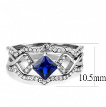 Load image into Gallery viewer, DA272 - High polished (no plating) Stainless Steel Ring with Synthetic Spinel in London Blue