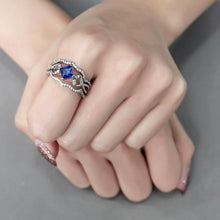 Load image into Gallery viewer, DA272 - High polished (no plating) Stainless Steel Ring with Synthetic Spinel in London Blue