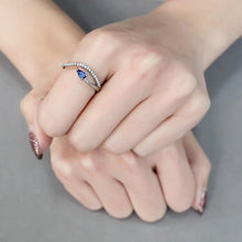 Load image into Gallery viewer, DA273 - High polished (no plating) Stainless Steel Ring with Synthetic Spinel in London Blue