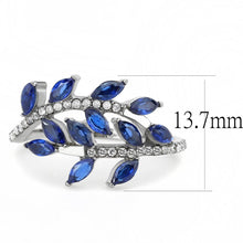 Load image into Gallery viewer, DA274 - High polished (no plating) Stainless Steel Ring with Synthetic Spinel in London Blue