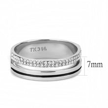 Load image into Gallery viewer, DA275 - High polished (no plating) Stainless Steel Ring with AAA Grade CZ  in Clear