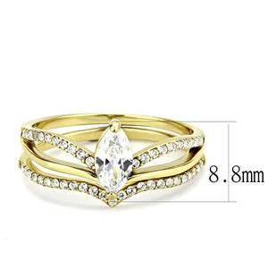 DA276 - IP Gold(Ion Plating) Stainless Steel Ring with AAA Grade CZ  in Clear