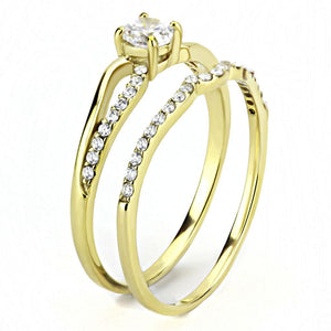 DA277 - IP Gold(Ion Plating) Stainless Steel Ring with AAA Grade CZ  in Clear