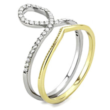 Load image into Gallery viewer, DA278 - Two-Tone IP Gold (Ion Plating) Stainless Steel Ring with AAA Grade CZ  in Clear