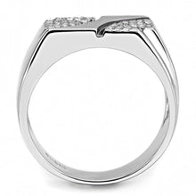 Load image into Gallery viewer, DA280 - High polished (no plating) Stainless Steel Ring with AAA Grade CZ  in Clear