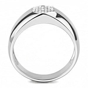 DA281 - High polished (no plating) Stainless Steel Ring with AAA Grade CZ  in Clear