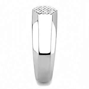 DA281 - High polished (no plating) Stainless Steel Ring with AAA Grade CZ  in Clear