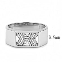 Load image into Gallery viewer, DA285 - High polished (no plating) Stainless Steel Ring with AAA Grade CZ  in Clear