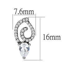 Load image into Gallery viewer, DA291 - High polished (no plating) Stainless Steel Earrings with AAA Grade CZ  in Clear
