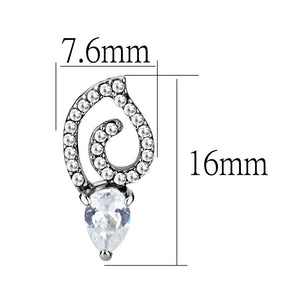 DA291 - High polished (no plating) Stainless Steel Earrings with AAA Grade CZ  in Clear