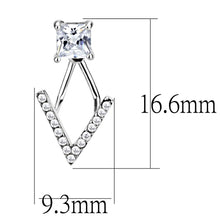 Load image into Gallery viewer, DA292 - High polished (no plating) Stainless Steel Earrings with AAA Grade CZ  in Clear