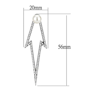 DA299 - High polished (no plating) Stainless Steel Earrings with Synthetic  in White