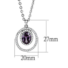 Load image into Gallery viewer, DA300 - High polished (no plating) Stainless Steel Chain Pendant with AAA Grade CZ  in Amethyst