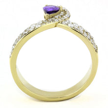 Load image into Gallery viewer, DA304 - IP Gold(Ion Plating) Stainless Steel Ring with AAA Grade CZ  in Tanzanite